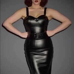 Elegant Black Leather Dress